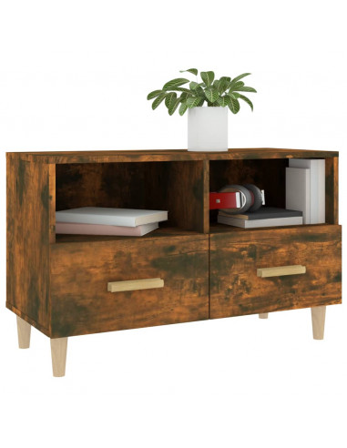 Mobile Porta TV Rovere Fumo 80x36x50 cm in Legno Multistrato