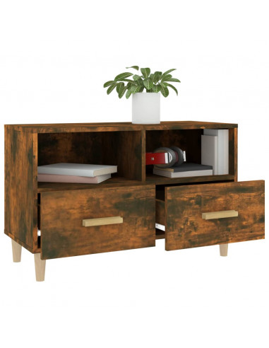 Mobile Porta TV Rovere Fumo 80x36x50 cm in Legno Multistrato