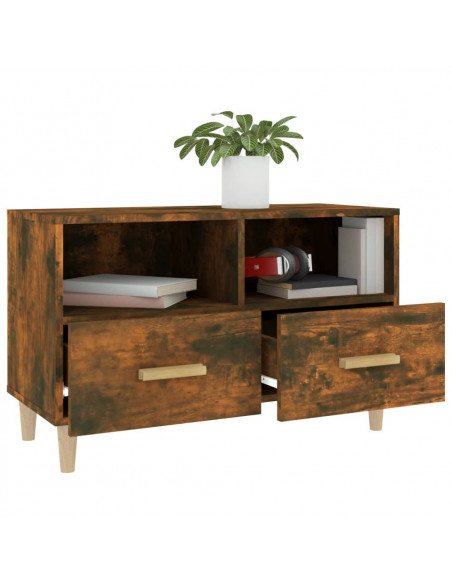 Mobile Porta TV Rovere Fumo 80x36x50 cm in Legno Multistrato