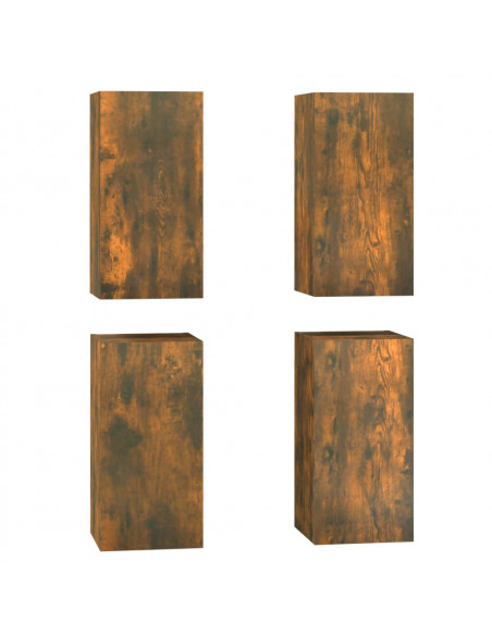 Mobili TV 4 pz Rovere Fumo 30,5x30x60 cm in Legno Multistrato