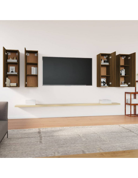 Mobili TV 4 pz Rovere Marrone 30,5x30x90 cm Legno Multistrato