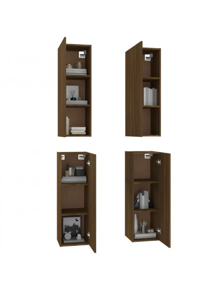 Mobili TV 4 pz Rovere Marrone 30,5x30x90 cm Legno Multistrato
