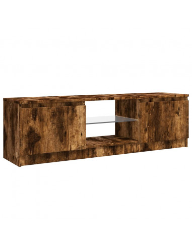 Mobile Porta TV con Luci LED Rovere Fumo 120x30x35,5 cm