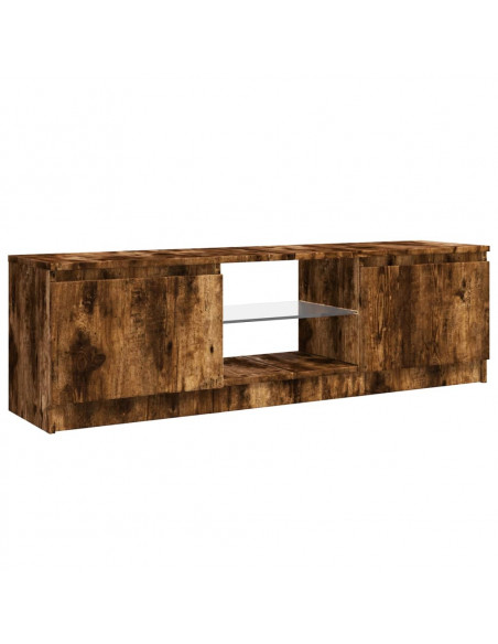 Mobile Porta TV con Luci LED Rovere Fumo 120x30x35,5 cm