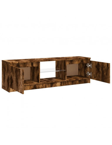 Mobile Porta TV con Luci LED Rovere Fumo 120x30x35,5 cm
