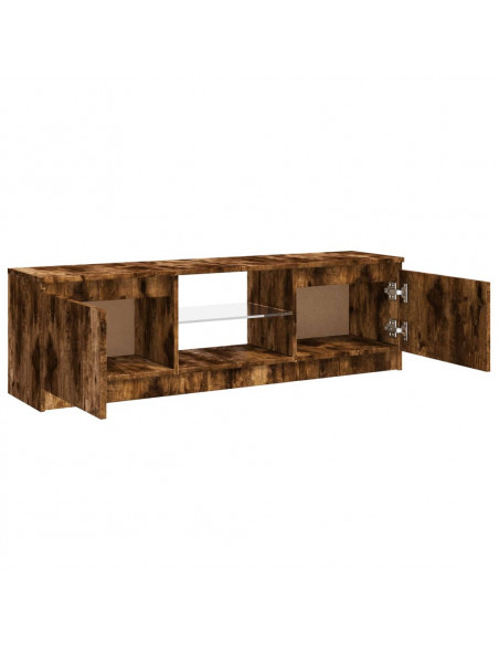 Mobile Porta TV con Luci LED Rovere Fumo 120x30x35,5 cm