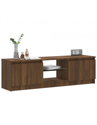 Mobile Porta TV con Luci LED Rovere Marrone 120x30x35,5 cm