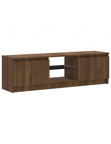 Mobile Porta TV con Luci LED Rovere Marrone 120x30x35,5 cm