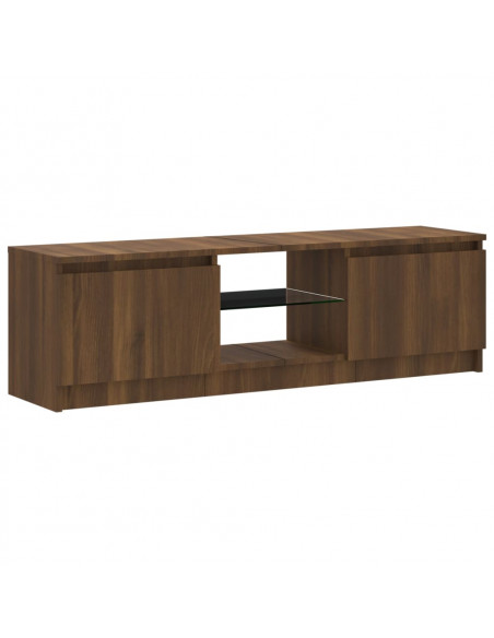 Mobile Porta TV con Luci LED Rovere Marrone 120x30x35,5 cm