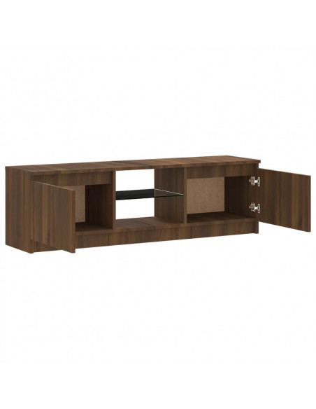 Mobile Porta TV con Luci LED Rovere Marrone 120x30x35,5 cm