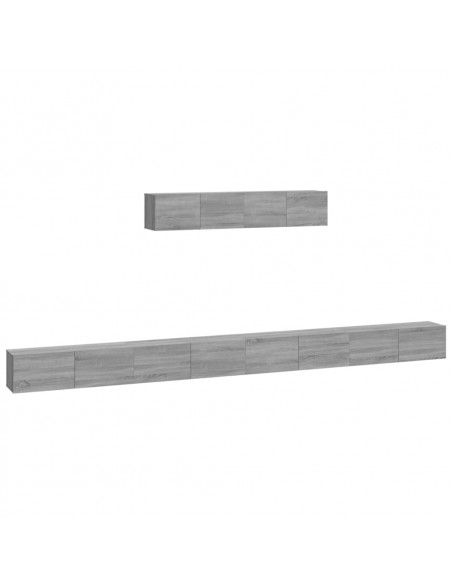 Set di Mobili Porta TV 6 pz Grigio Sonoma in Legno Multistrato