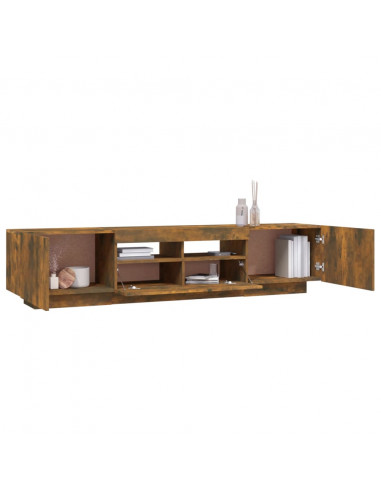 Set Mobili TV 2pz con Luci LED Rovere Fumo in Legno Multistrato