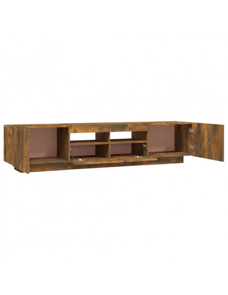 Set Mobili TV 2pz con Luci LED Rovere Fumo in Legno Multistrato