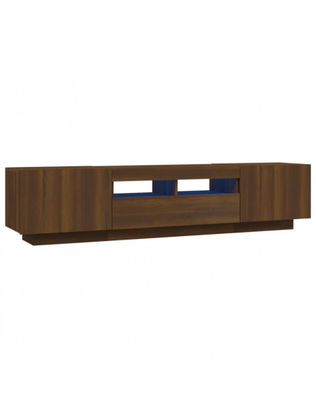 Set Mobili TV 2pz con Luci LED Rovere Marrone Legno Multistrato
