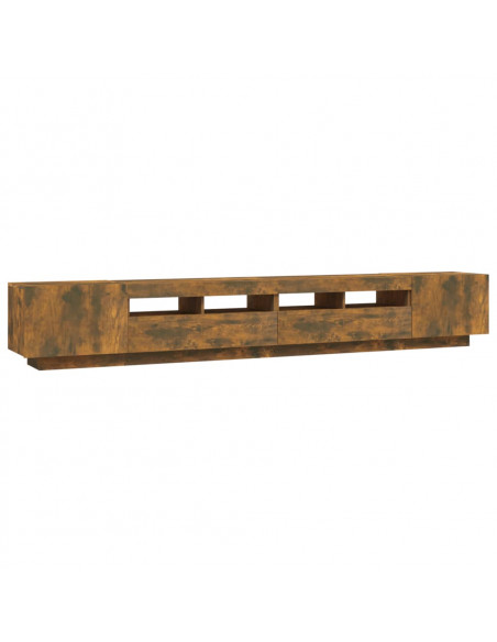 Set Mobili TV 3pz con Luci LED Rovere Fumo in Legno Multistrato