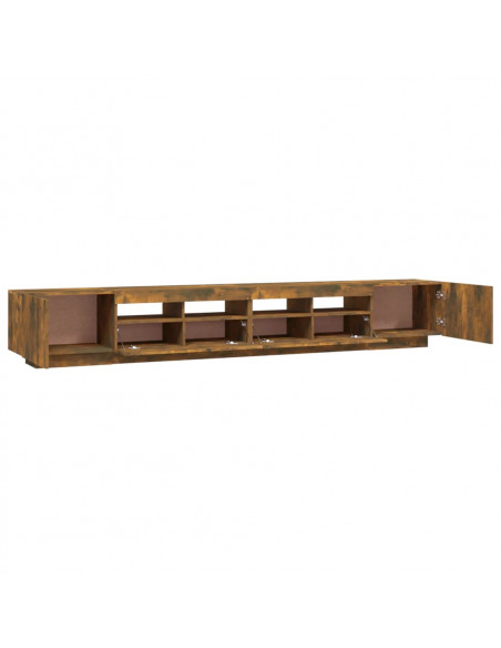 Set Mobili TV 3pz con Luci LED Rovere Fumo in Legno Multistrato