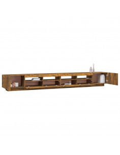 Set Mobili TV 3pz con Luci LED Rovere Fumo in Legno Multistrato 2