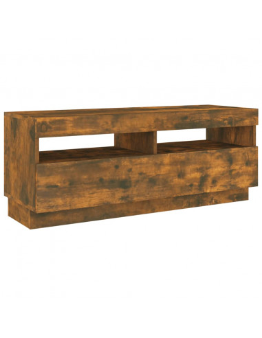 Set Mobili TV 3pz con Luci LED Rovere Fumo in Legno Multistrato