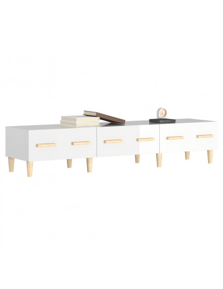 Mobile Porta TV Bianco Lucido 150x34,5x30 cm Legno Multistrato