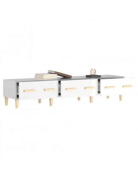 Mobile Porta TV Bianco Lucido 150x34,5x30 cm Legno Multistrato