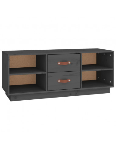 Mobile Porta TV Grigio 100x34x40 cm in Legno Massello di Pino