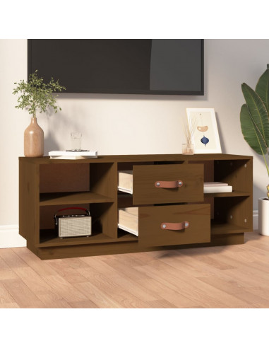 Mobile TV Miele 100x34x40 cm in Legno Massello di Pino