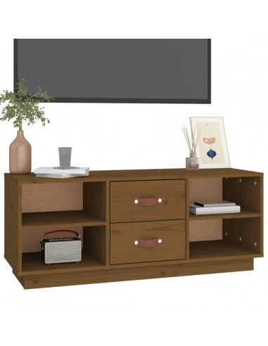 Mobile TV Miele 100x34x40 cm in Legno Massello di Pino