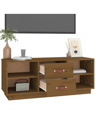 Mobile TV Miele 100x34x40 cm in Legno Massello di Pino