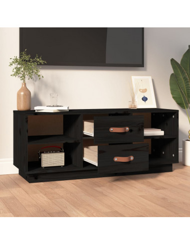 Mobile Porta TV Nero 100x34x40 cm in Legno Massello di Pino