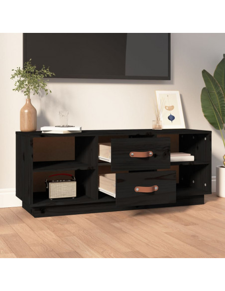 Mobile Porta TV Nero 100x34x40 cm in Legno Massello di Pino