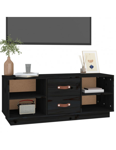 Mobile Porta TV Nero 100x34x40 cm in Legno Massello di Pino