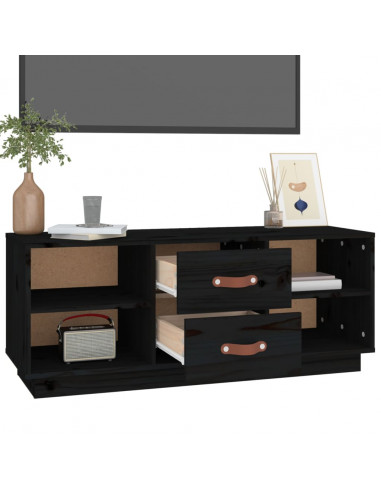 Mobile Porta TV Nero 100x34x40 cm in Legno Massello di Pino