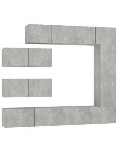 Set di Mobili Porta TV 7 pz Grigio Cemento in Legno Multistrato