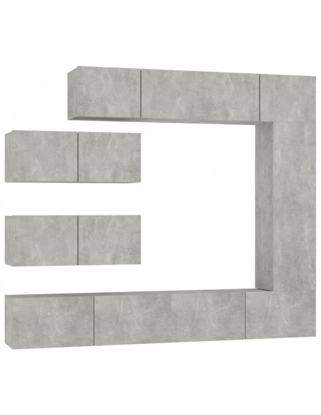Set di Mobili Porta TV 7 pz Grigio Cemento in Legno Multistrato