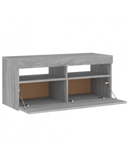 Mobile Porta TV con Luci LED Grigio Sonoma 90x35x40 cm