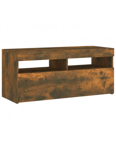 Mobile Porta TV con Luci LED Rovere Fumo 90x35x40 cm