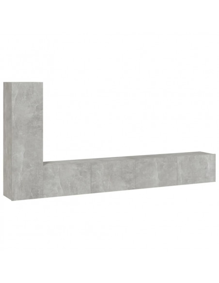 Set di Mobili Porta TV 3 pz Grigio Cemento in Legno Multistrato