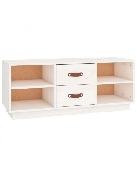 Mobile Porta TV Bianco 100x34x40 cm in Legno Massello di Pino