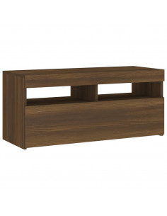 Mobile Porta TV con Luci LED Rovere Marrone 90x35x40 cm 2