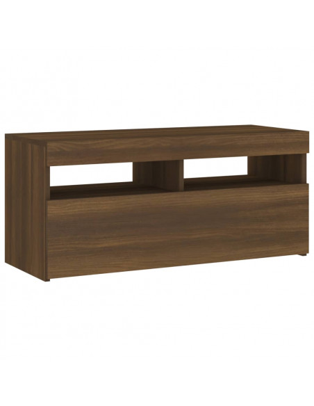 Mobile Porta TV con Luci LED Rovere Marrone 90x35x40 cm