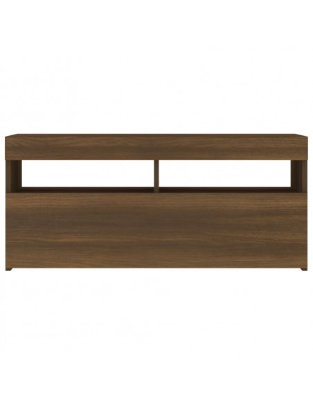 Mobile Porta TV con Luci LED Rovere Marrone 90x35x40 cm
