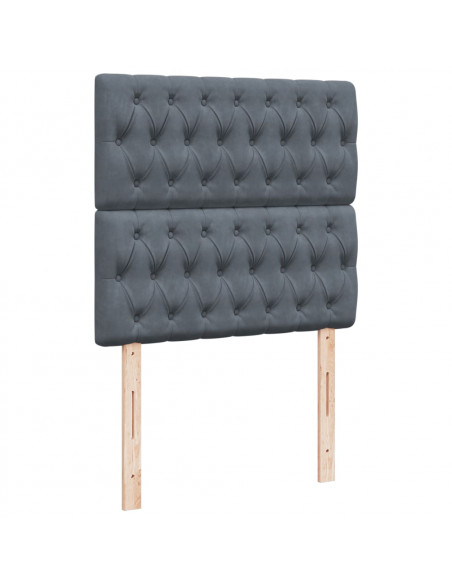 Giroletto a Molle con Materasso Grigio Scuro 100x200 cm Velluto