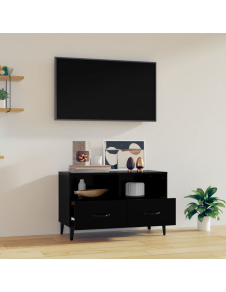 Mobile Porta TV Nero 80x36x50 cm in Legno Multistrato