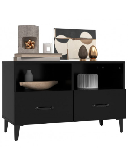 Mobile Porta TV Nero 80x36x50 cm in Legno Multistrato