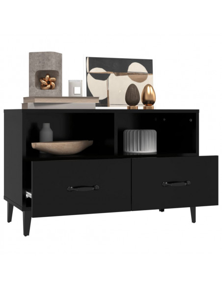 Mobile Porta TV Nero 80x36x50 cm in Legno Multistrato