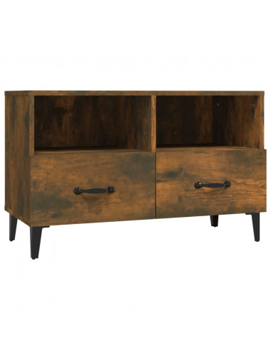 Mobile Porta TV Rovere Fumo 80x36x50 cm in Legno Multistrato
