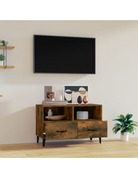 Mobile Porta TV Rovere Fumo 80x36x50 cm in Legno Multistrato