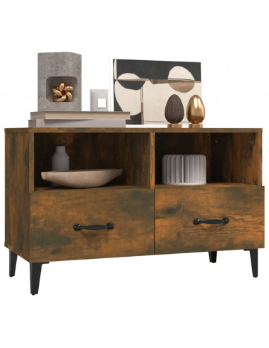Mobile Porta TV Rovere Fumo 80x36x50 cm in Legno Multistrato