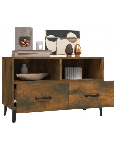 Mobile Porta TV Rovere Fumo 80x36x50 cm in Legno Multistrato