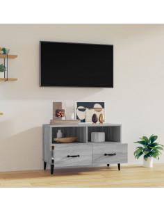 Mobile Porta TV Grigio Sonoma 80x36x50 cm in Legno Multistrato 2